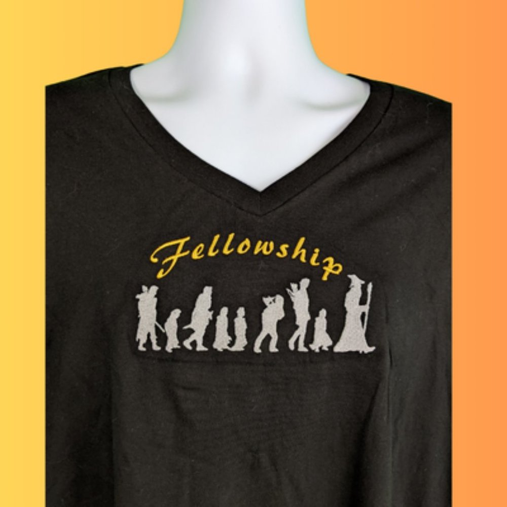 Lord of the Rings Fellowship of the Ring Embroidered t shirt